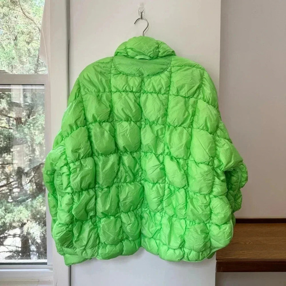 NWT Free People Pippa Packable Puffer Jacket Scrunchy Glossy Coat Green Medium - Picture 8 of 11